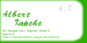 albert kapche business card